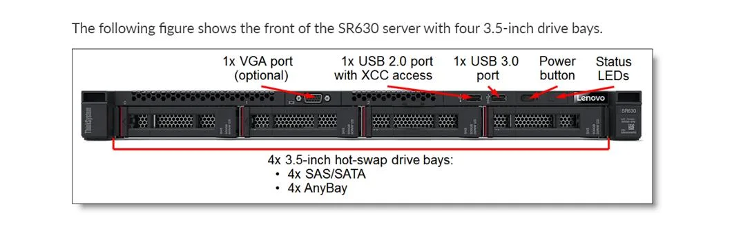 Sr630 1u Rack Server/Intel Xeon 4215r CPU/64G RAM/2X1GB Network Card/Dpu